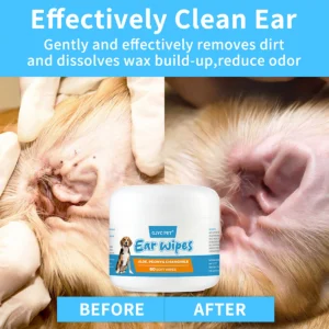 Gentle Disposable Pet Ear Cleaning Wipes – Non-Irritating Ear Care for Dogs & Cats
