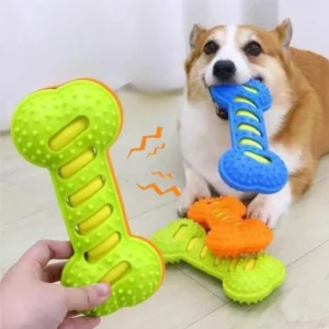 Durable Rubber Dog Chew Toy – Bite-Resistant Interactive Bone for Puppies & Dogs